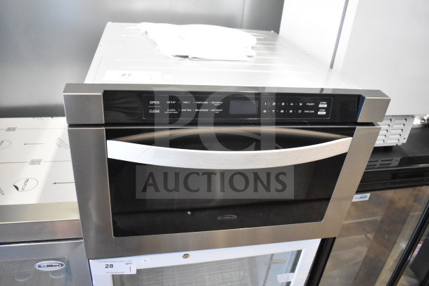 BRAND NEW SCRATCH AND DENT 2026 KoolMore KM-MD-1SS 24" stainless-steel microwave drawer, wall-mounted with flat bottom, 1.2 cu. ft. capacity.