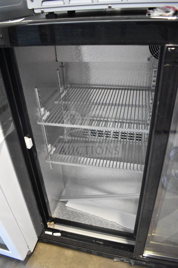 2026 KoolMore BC-2DSL-BK back bar refrigerator, 7.4 Cu Ft, two doors, new with minor dents, 115V, interior shelving.