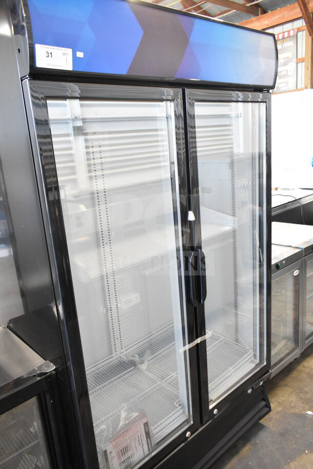 KoolMore MDR-2GD-35C refrigerator, 45-inch, two glass doors, 35 cu. ft., scratch and dent condition, 115 volts.