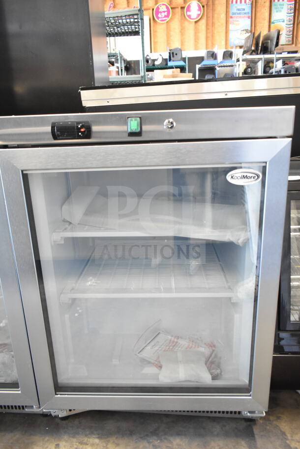 KoolMore KM-MDF46GD 24" Commercial Display Freezer, 4.6 Cu. ft., brand new, glass door, stainless steel finish, 115V.