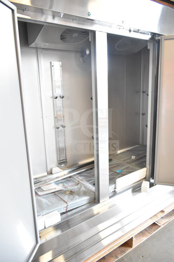 Brand new KoolMore RIR-3D-SS 80" three-section refrigerator, 72 cu ft, stainless steel, 115V, slight scratch and dent.