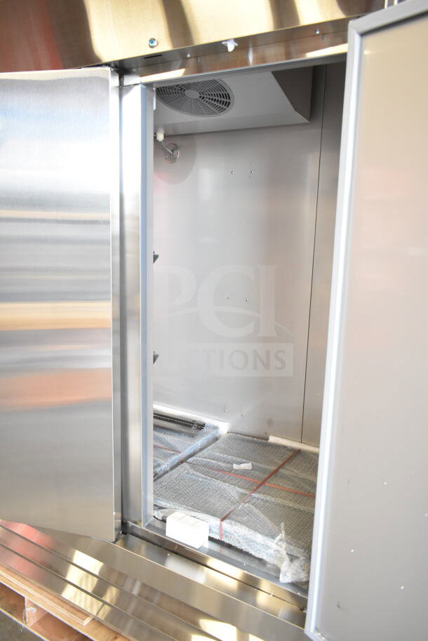 Brand new 2024 KoolMore RIR-3D-SS three-section refrigerator, 72 cu ft, stainless steel, minor scratches, 115V, 1 phase.