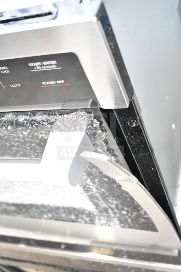BRAND NEW KoolMore Drawer Microwave with glass damage; stainless steel finish; 120 Volts, 1 Phase; control panel shown.
