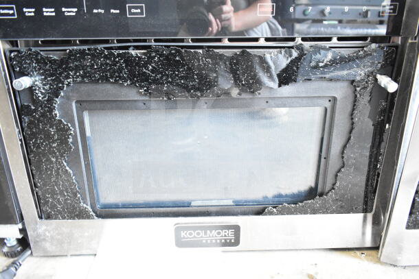 KoolMore KM-CWO24-AFSS convection oven combo with broken glass, sensor cook, soft-close door, 1.6 cu. ft., 120V.