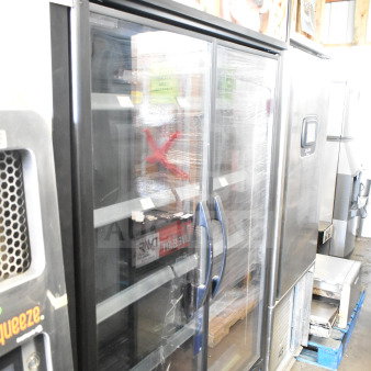 2022 True TVM-48SL-HC Commercial 2 Door Reach In Cooler, clear glass doors, 115 Volts, excellent condition.