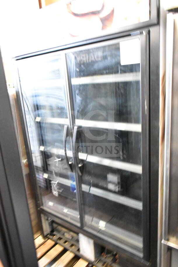 2022 True TVM-48SL-HC Commercial 2 Door Cooler, glass doors, shelving, excellent condition, 115V, 1 Phase.