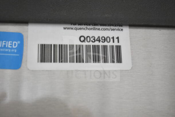 Manitowoc Commercial Ice Head and Hotel Ice Dispenser with service tags and barcode Q0349011 visible.