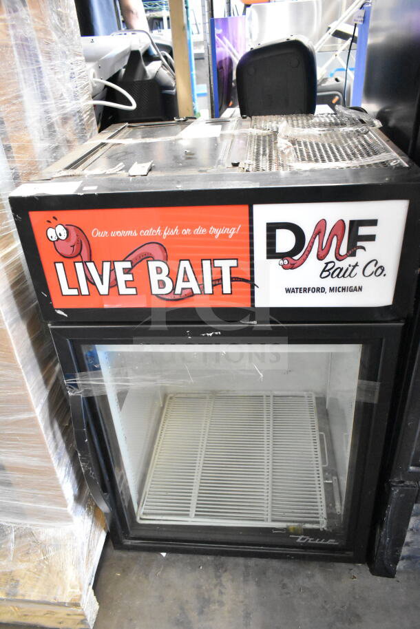 2021 True GDM-05-HC Mini Cooler Merchandiser, 115 Volts, 1 Phase. Features "LIVE BAIT" signage. Used condition.