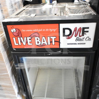 2021 True GDM-05-HC Mini Cooler Merchandiser, 115 Volts, 1 Phase. Features "LIVE BAIT" signage. Used condition.