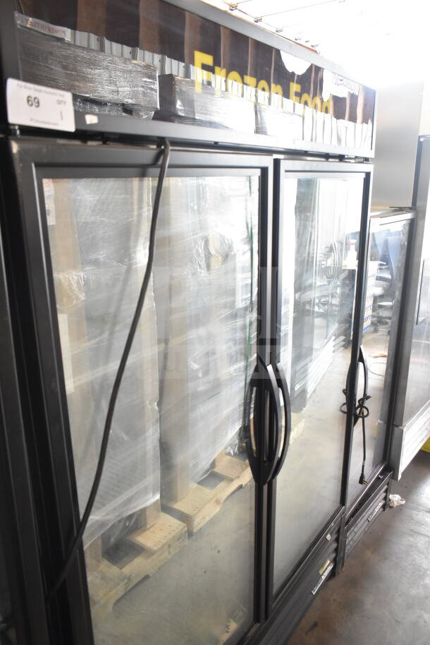 2018 True GDM-49F-HC commercial 2-door reach-in freezer merchandiser, glass doors, model GDM-49F-HC, used condition.