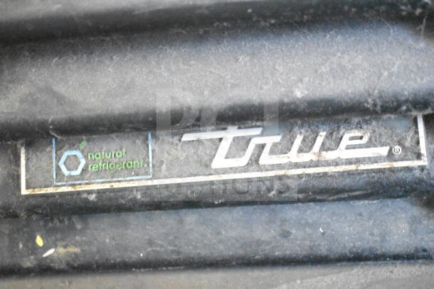 2019 True GDM-12F-HC freezer brand logo and "natural refrigerant" marking on the exterior surface.