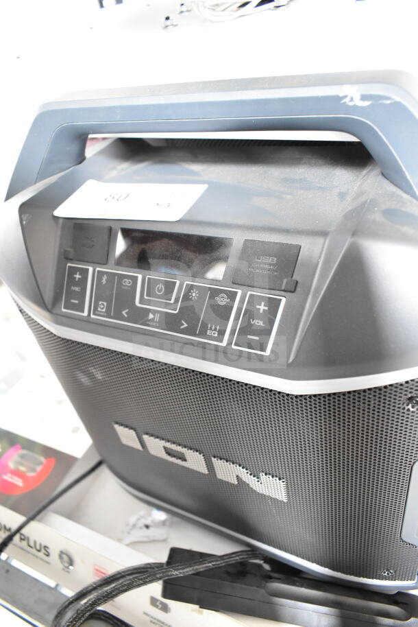 Ion speaker, store display model with control panel, USB port, equalizer settings, lightly used condition.