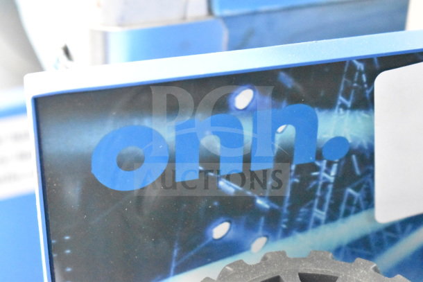 Onn large party speaker store display with brand logo, showcasing modern audio equipment. Mint condition.
