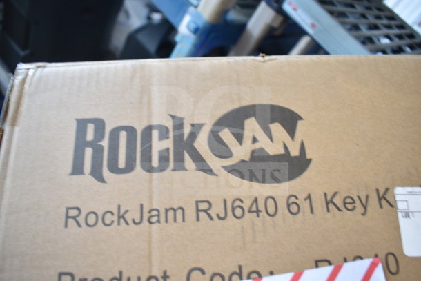 Original box of Rock Jam RJ640 61 Key Keyboard, showing logo and product code. Box intact and in good condition.