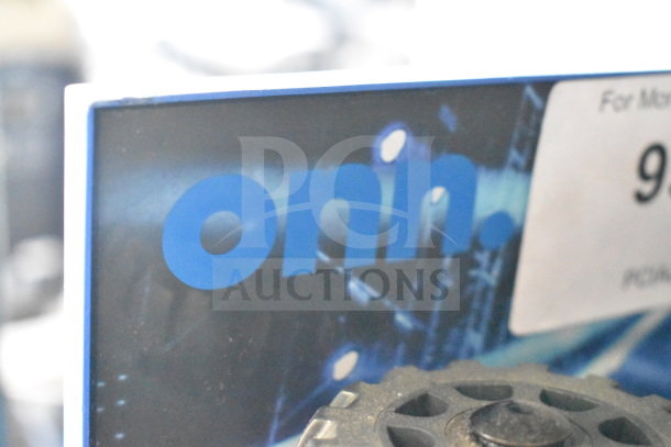 Onn display sign featuring brand logo. Auction item includes two store displays with Onn large party speaker.