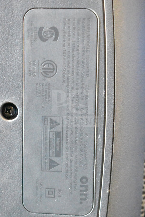 Onn speaker store display, model 100094813, label showing FCC and Intertek certifications, in good condition.