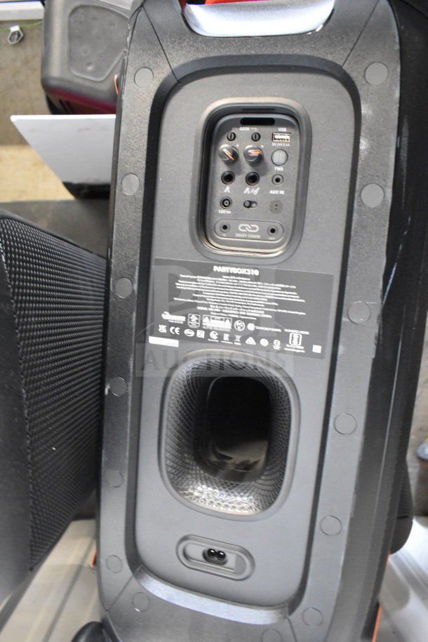 JBL PartyBox 310 speaker with control panel, ports, and branding visible. In excellent condition, ready for auction.