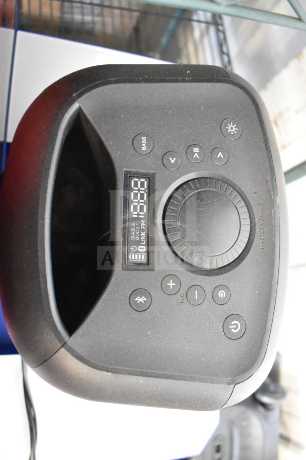 JBL PartyBox 310 Speaker control panel with buttons and display. Slightly used condition, featuring bass boost and Bluetooth functions.
