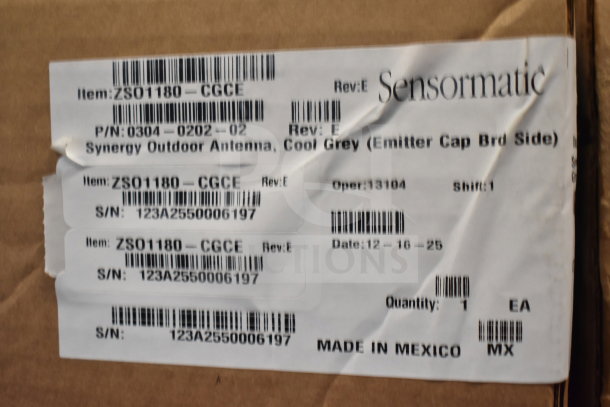12 Sensormatic ZS1180-CG Synergy 1180 Antennas in Grey with tags showing model ZSO1180-CGCE. New, made in Mexico.
