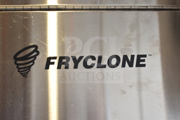 Fryclone 259OFM110 fryer oil filter machine, stainless steel, scratches visible, 115 lb. capacity, 2-way pump, 120V, 1 phase.