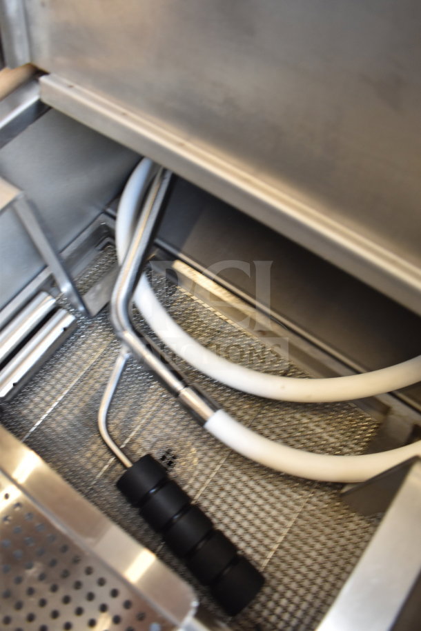 Brand new Fryclone 259OFM110 fryer oil filter machine parts. Features stainless steel, white hoses, black handle.