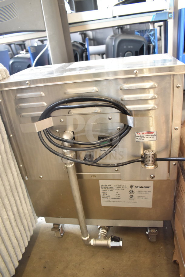 BRAND NEW Fryclone 259OFM110 portable fryer oil filter, 115 lb. capacity, 2-way pump, 120V, stainless steel, scratch and dent.