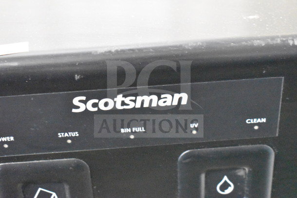 Scotsman HID207ABX-1A ice machine display panel showing brand name and indicator labels for status, bin full, UV, and clean.