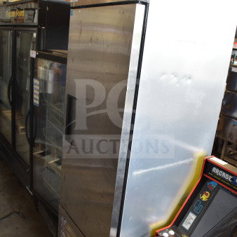 2019 True T-23F-HC single door reach-in freezer, stainless steel, 115 volts, 1 phase, excellent condition, visible True logo.