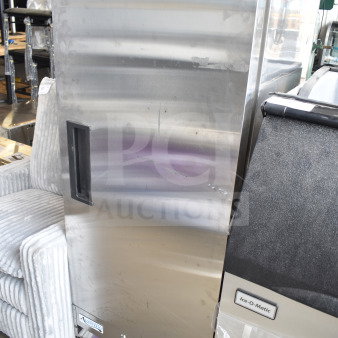 Avantco 178A12RHC single door commercial cooler, stainless steel, 115 volts, visible wear, model label intact.