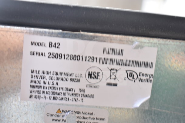 BRAND NEW Ice-O-Matic B42 Ice Storage Bin, 22", 351 lb capacity. Model B42, scratch and dent condition. NSF, UL certified.