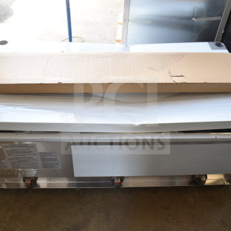 BRAND NEW ServIt 423GST3WELP Three Pan Open Well Liquid Propane Steam Table, undershelf, 10,500 BTU, slight scratches visible.