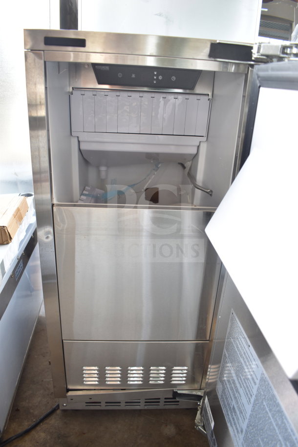 BRAND NEW KoolMore KM-BIM57-PR 15" Panel Ready Ice Maker, 57 lbs/24hr, 115V, scratched lower front panel, stainless steel.