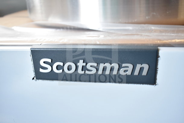 Scotsman MC0330MAX-1A ice machine logo detail, showing brand label; 2025 model, 400 lb. capacity, 115 volts, 1 phase.