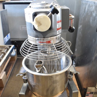 Brand new Avantco 177MX10H 10 qt planetary dough mixer, includes bowl, bowl guard, paddle, whisk, and dough hook. 120V, 1 phase. Scratch and dent condition.