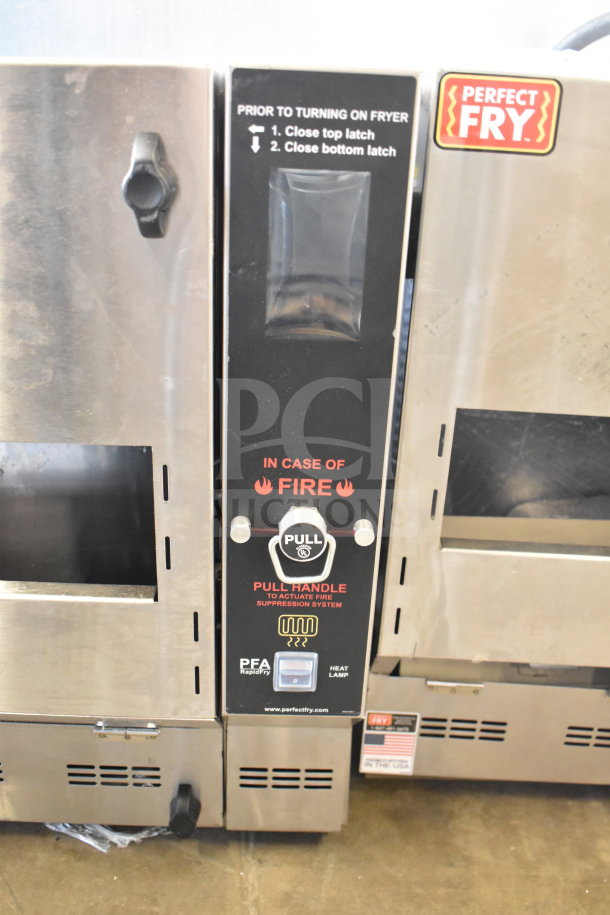 LIKE NEW 2026 Perfect Fry PFA730 ventless countertop deep fryer, 240V, 1 phase, auto features, safety instructions visible.