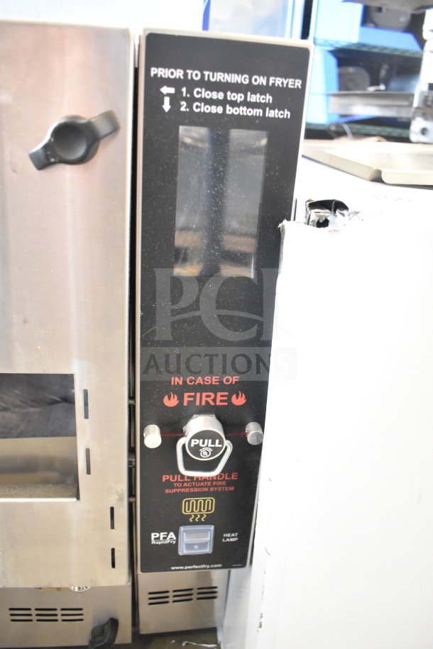 LIKE NEW 2026 Perfect Fry PFA730 ventless countertop deep fryer. Automatic, 240V, 1 Phase. Fire safety handle visible.