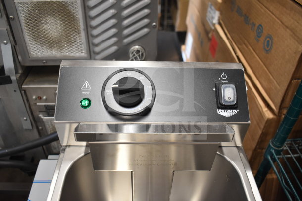 Brand new 2025 Vollrath FFA8020 countertop single bay fryer, 120 volts, 1 phase, with visible control panel and branding.
