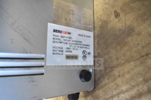 BRAND NEW ServIt 423FW200D 12"x20" electric food warmer, dual well, digital controls, 120V, 2000W, scratch and dent.