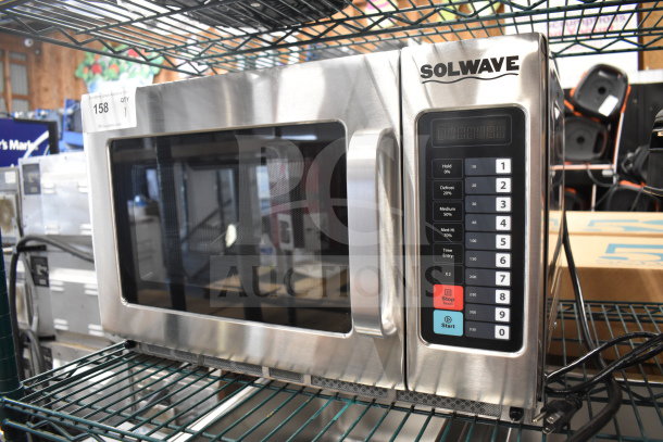 Brand new 2025 Solwave 180MW1200TA commercial microwave, 1.2 cu. ft., push buttons, 120V 1-phase, minor scratches.