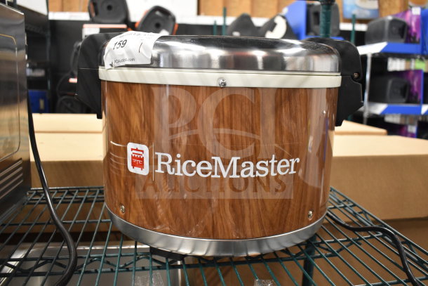 BRAND NEW SCRATCH AND DENT! 2025 RiceMaster Town 56916W 72 Cup Commercial Rice Warmer with woodgrain finish, 120 volts.