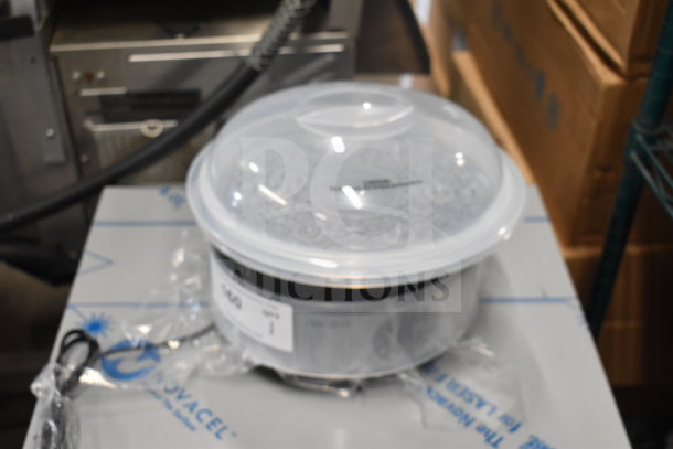 BRAND NEW Aroma AFS-188 5 Quart Food Steamer, scratch and dent, 120 volts, 1 phase, clear lid, plastic, wrapped cord.