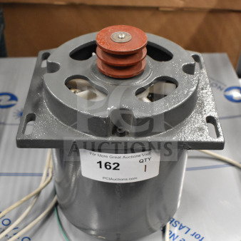 Brand new scratch and dent YC167-4-X motor, 240 volts. Visible auction label indicates lot 162, quantity 1.