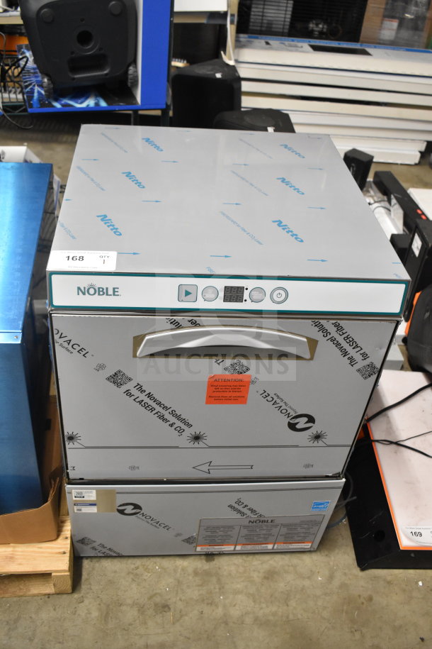 Brand new Noble 495LTUC24 Select Lo Temp undercounter dishwasher, 120V, 1 Phase, scratch and dent condition, protective covering.