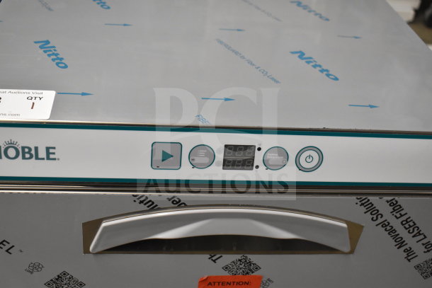 Noble 495LTUC24 low-temp undercounter dishwasher, 120V, new condition, minor scratches, clear control panel, durable build.