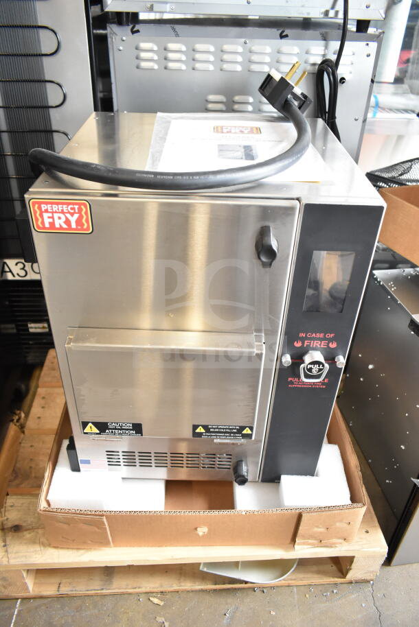 BRAND NEW Perfect Fry PFC730 Semi-Automatic Ventless Deep Fryer, minor scratches, stainless steel, countertop model.
