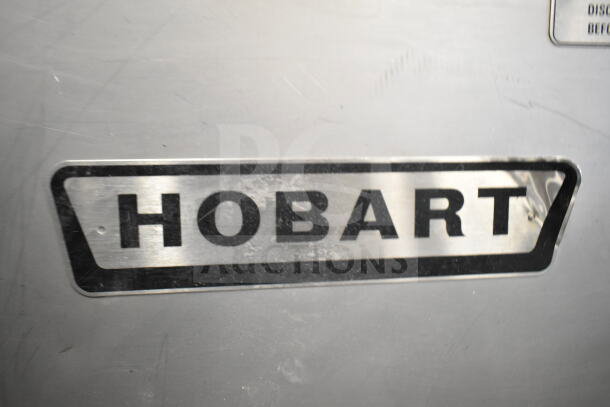 Hobart 4346 commercial meat mixer grinder, floor style, on casters, 200V, 3-phase, stainless steel with Hobart label.