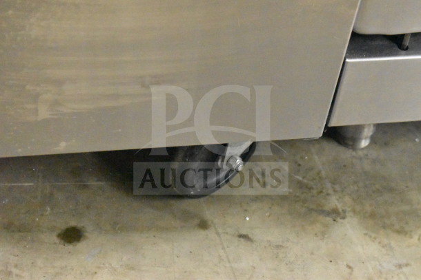Cooler Depot CCF5-NG commercial gas deep fat fryer, 150,000 BTU, stainless steel finish, heavy-duty caster wheels.