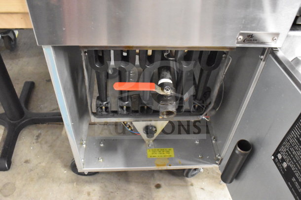 Cooler Depot CCF5-NG commercial gas deep fat fryer, 150,000 BTU, shown with open access to heating components.