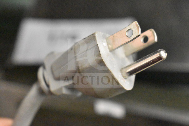 Close-up of power plug for Sentinel SMW1000D Commercial Countertop Microwave Oven, 120 Volts, 1 Phase.