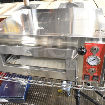 Avantco 177DPO18S commercial countertop pizza oven, stainless steel, 120V, single deck, brand new with slight scratches.